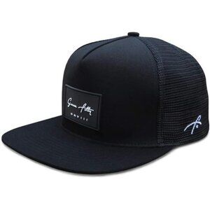 Flat Bill Trucker Hat Mesh Snapback Adjustable Cap for Men and Women Black